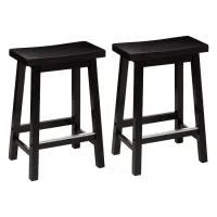 Charming and Sturdy Black Counterheight Stools - Set of 2